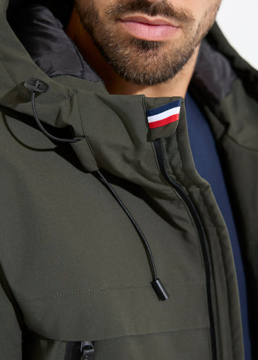 Parka chaude zippée déperlante à capuche Vert Fonce