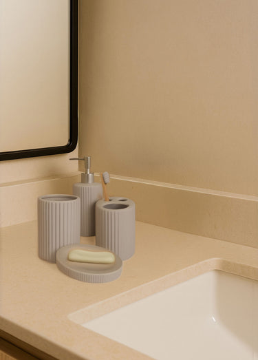 Set salle de bain 4 pièces ceramique striée Gris