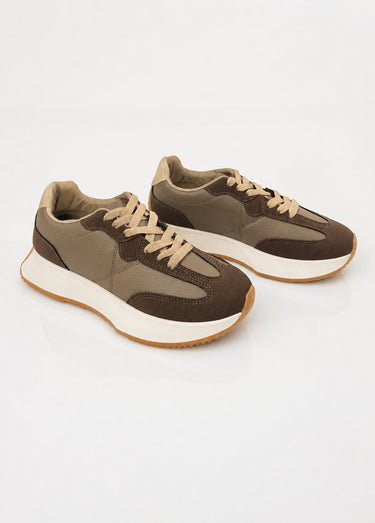 Baskets style joggers multi empiècements Marron