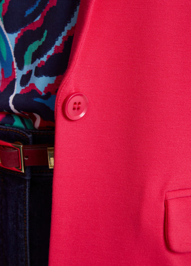 Veste droite boutonnée maille milano unie Rose
