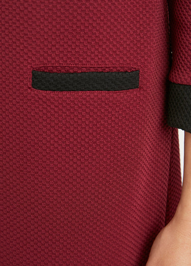 Robe courte droite bicolore manches 3/4 Bordeaux/Noir
