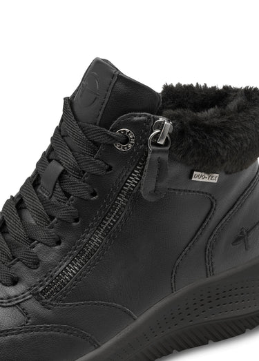 Boots fourrées compensées à lacets Noir