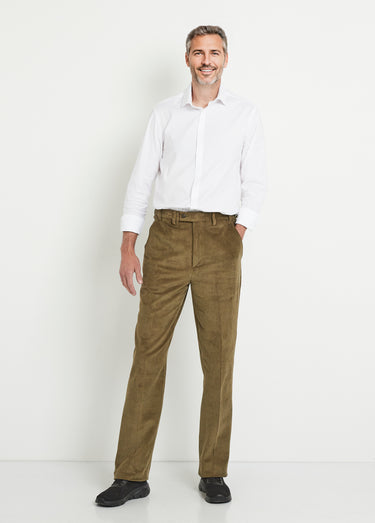 Pantalon droit ceinture élastiquée confort Velours Bronze