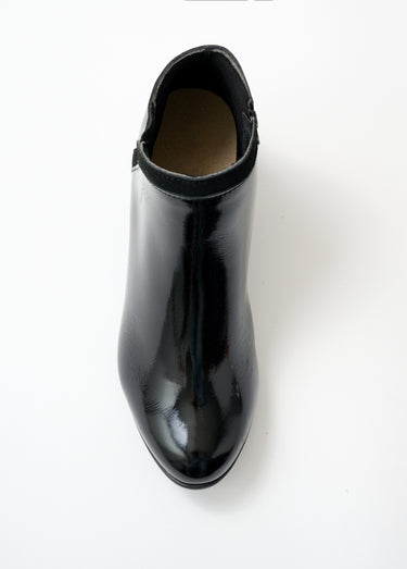 Low boots zippées largeur confort cuir Vernis Noir