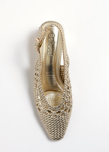 Escarpins tressés pointus talon ouvert Dore