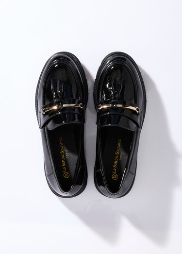 Mocassins vernis à gland, style chunky Vernis Noir