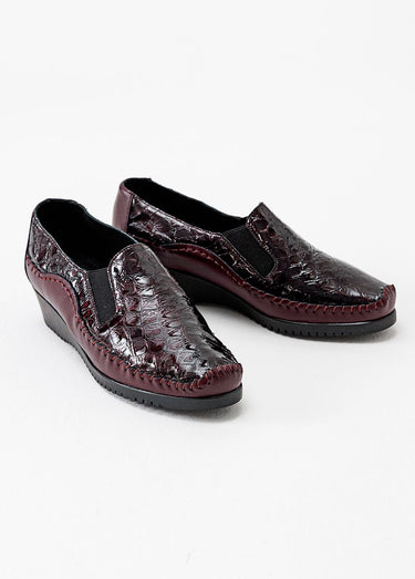 Mocassin cuir bi-matière Bordeaux