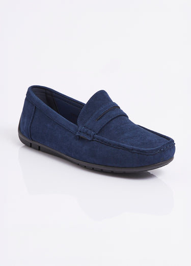 Mocassins suédine, semelle antidérapante Bleu