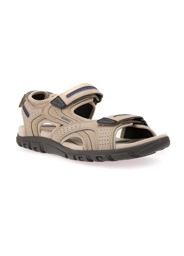 Sandales sportwear perforées à scratchs Sable/Marine