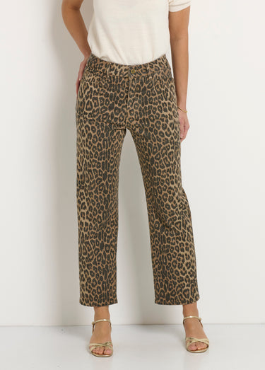Jean 5 poches droit imprimé léopard Leopard