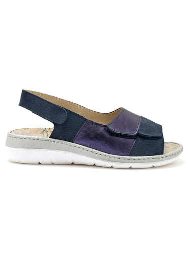 Sandales cuir confortables, extra large Marine