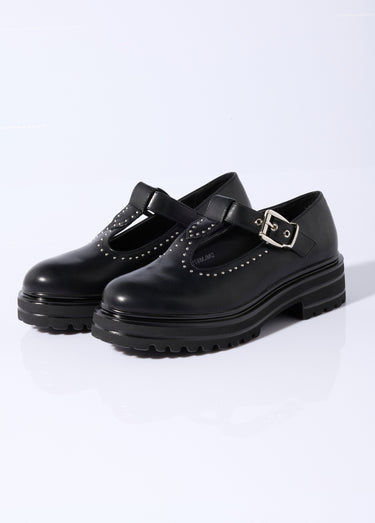 Babies compensées avec rivets style rock Noir