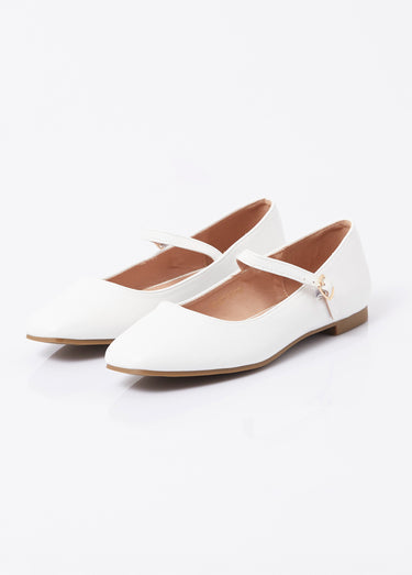 Ballerines babies plates avec bout carré Blanc