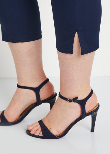 Pantacourt taille semi élastiquée satin Marine