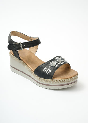 Sandales vegan largeur confort plateforme Noir