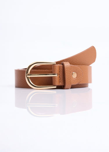 Ceinture en simili cuir aspect grainé Cognac