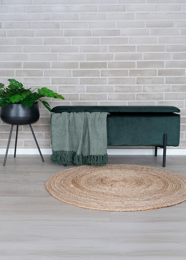 Banc velours, coffre de rangement 2V Vert