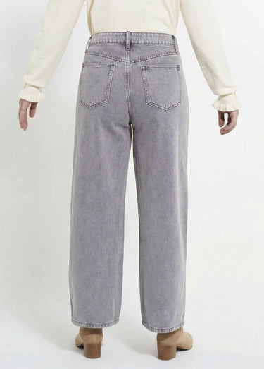 Jean cropped coupe large et taille haute Gris Clair