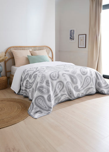 Couvre lit jacquard polycoton Gris/Blanc