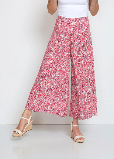 Jupe-pantalon taille élastiquée ample Imprime Framboise