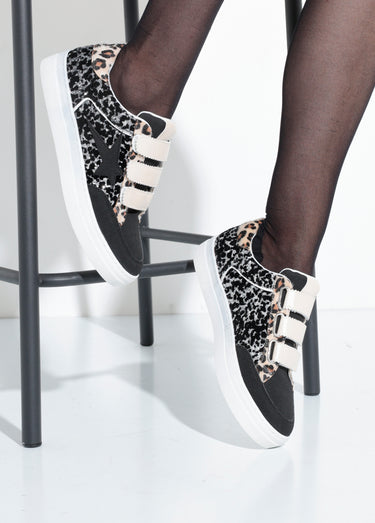 Baskets scratchées mode multi matières Noir