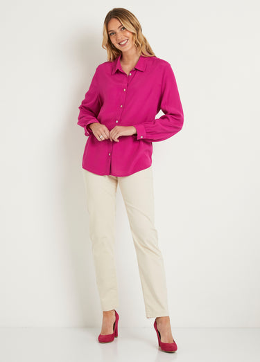 Chemisier boutonné long imprimé zébré Rose