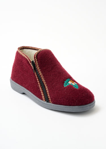Chaussons montants grande largeur brodés Bordeaux