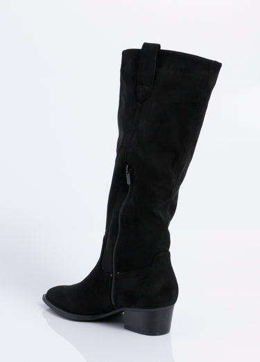 Bottes suédine pointues thème western Noir
