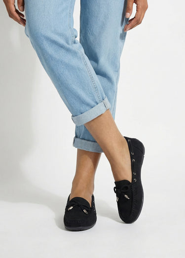 Mocassins en suédine avec œillets métal Noir