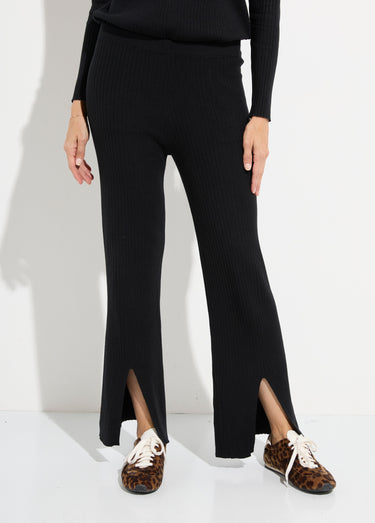 Pantalon détente en maille cotelée Noir