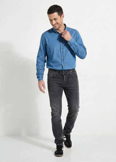 Jean droit 5 poches denim stretch Gris Anthracite