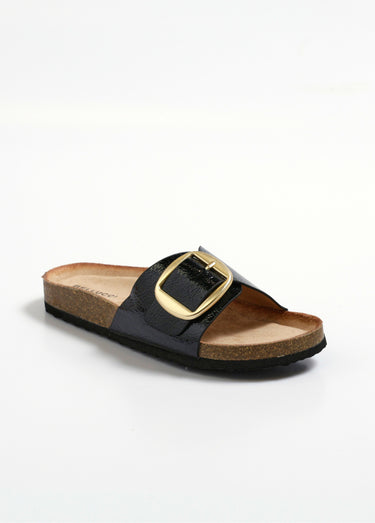 Mules anatomiques avec boucle métal Vernis Noir