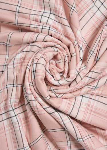 Coupon tissu carreaux fil métallisé pastel Carreaux Rose