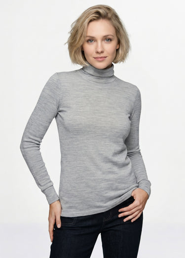 Sous-pull chaud col roulé maille interlock unie Gris
