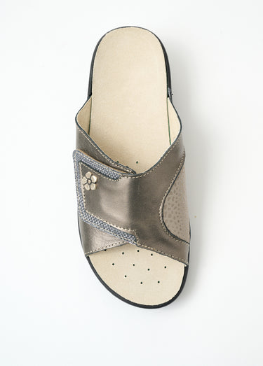 Mules grande largeur cuir Bronze