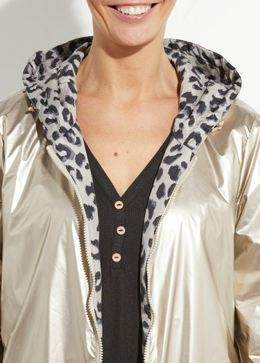 Coupe vent déperlant long motif léopard Champagne / Leopard
