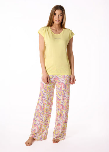 Pyjama thème pastel manches courtes Jaune