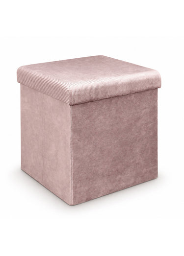 Pouf coffre en velours cotelé GIULIA Rose Poudre