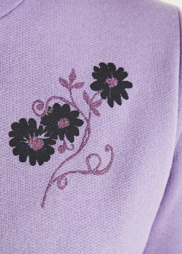 Veste molleton zippée brodée Lilas/Marine