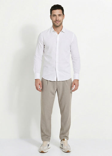 Chemise en coton stretch, col à pointes Blanc