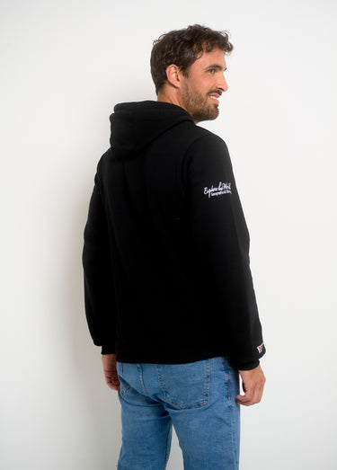 Sweat à capuche demi zip manches longues Noir