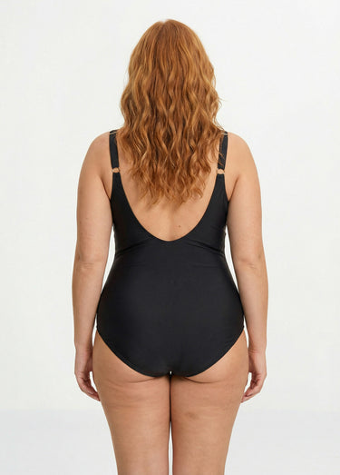 Maillot de bain 1 pièce forme cache cœur Noir