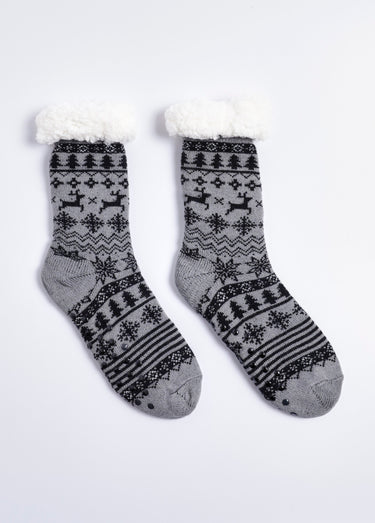 Paire de chaussettes chaudes en sherpa Gris