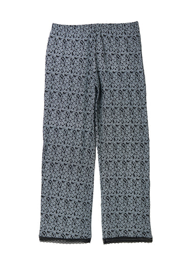 Pyjama 2 pièces avec détails en dentelle Imprimé noir