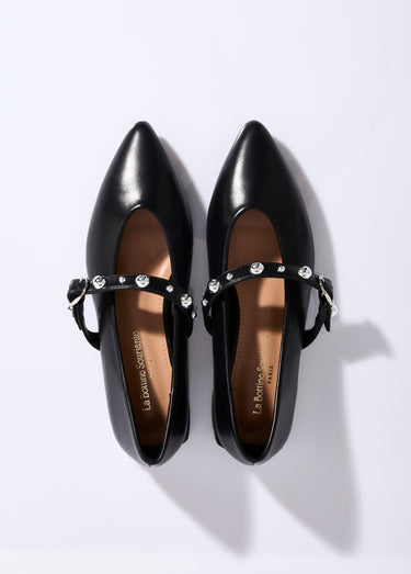 Ballerines pointues à rivets, style rock Noir