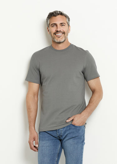 T-shirt col rond épais effet nid d'abeille Gris