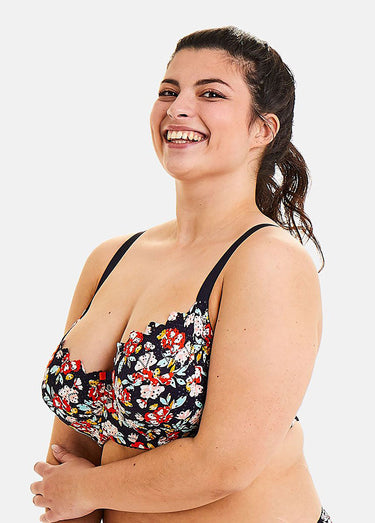 Soutien-gorge armatures, motif floral Imprime Marine