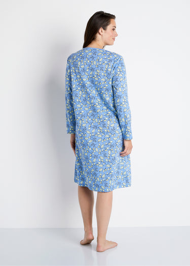 Chemise de nuit imprimé végétal Bleu