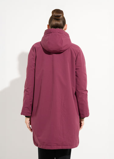 Parka réversible fourrure, avec capuche Bordeaux