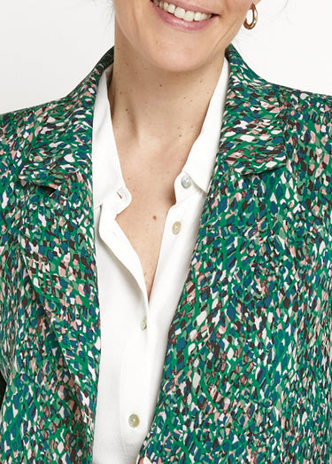 Veste imprimé arty, col tailleur Vert Imprime